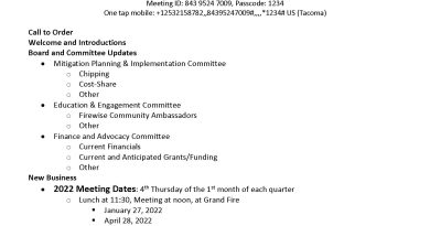 January Steering Committee Meeting:  Jan 27 @ Noon